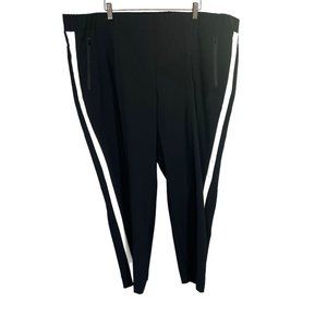 NWT Lane Bryant Black On The Go White Side Stripe High Rise Straight Leg Ankle P